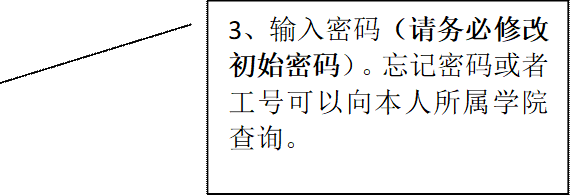 3、输入密码（请务必修改初始密码）。忘记密码或者工号可以向本人所属公司查询。